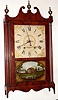 Ephraim Downs, Bristol, Conn., 30 hour time and strike wood movement pillar and scroll shelf clock, c1830