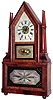 Birge and Fuller, Bristol, Conn., 8 day time and strike wagon spring steeple on frame with candle finials, c1845