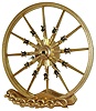 French, Gilt bronze wheel form table or desk timepiece run by a lever escapement watch movement, c1900.