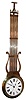 French mystery clock, "La Balancelle" double dialed shop window regulator 8 day, time only, spring driven movement in nickel plated and brass grid iron pendulum form case with two white enamel dials, one with sweep seconds and the other without, c1850