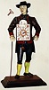 German modern painted cast metal 30 hour peddler clock, c1972