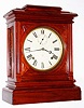 Seth Thomas Clock Co., Thomaston, Conn., "Hotel" mantel clock, 8 day, time and Cathedral Gong strike, spring driven movement in cherry case with painted metal dial, c1909
