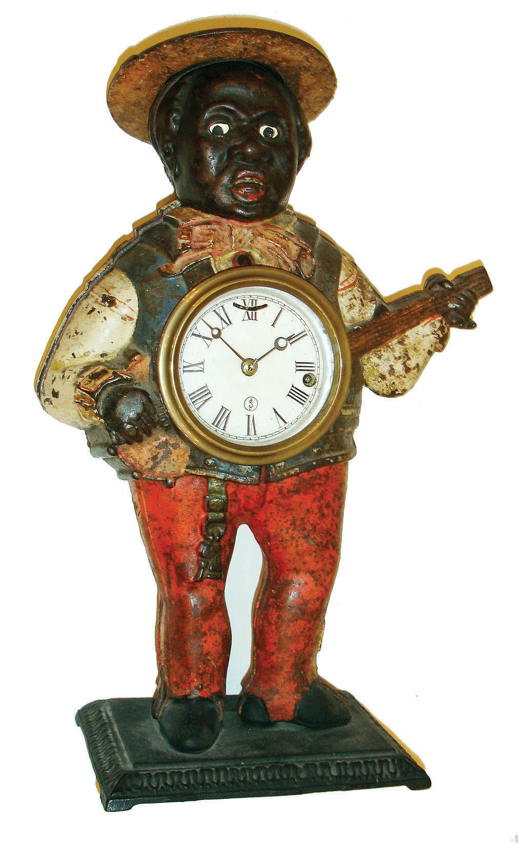 Waterbury Clock Co., Waterbury, Conn., "Sambo", 30 hour, spring brass lever movement blinking eye novelty clock or timepiece, c1875 — Antique Clocks Price Guide
