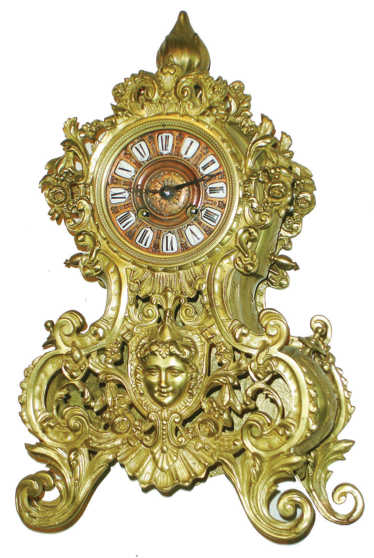 French cast brass 8 day time and strike mantel clock, c1890 — Antique Clocks Price Guide