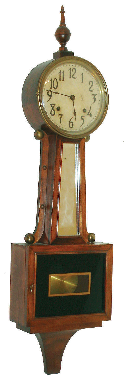 E. Ingraham &amp; Co., "Nyanza", 8 day, time and strike banjo clock, c1915 — Antique Clocks Price Guide