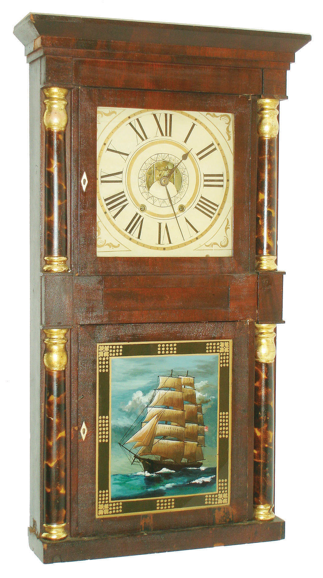 C. &amp; N. Jerome, Bristol, Conn., 8 day, time and strike double decker shelf clock, c1835 — Antique Clocks Price Guide