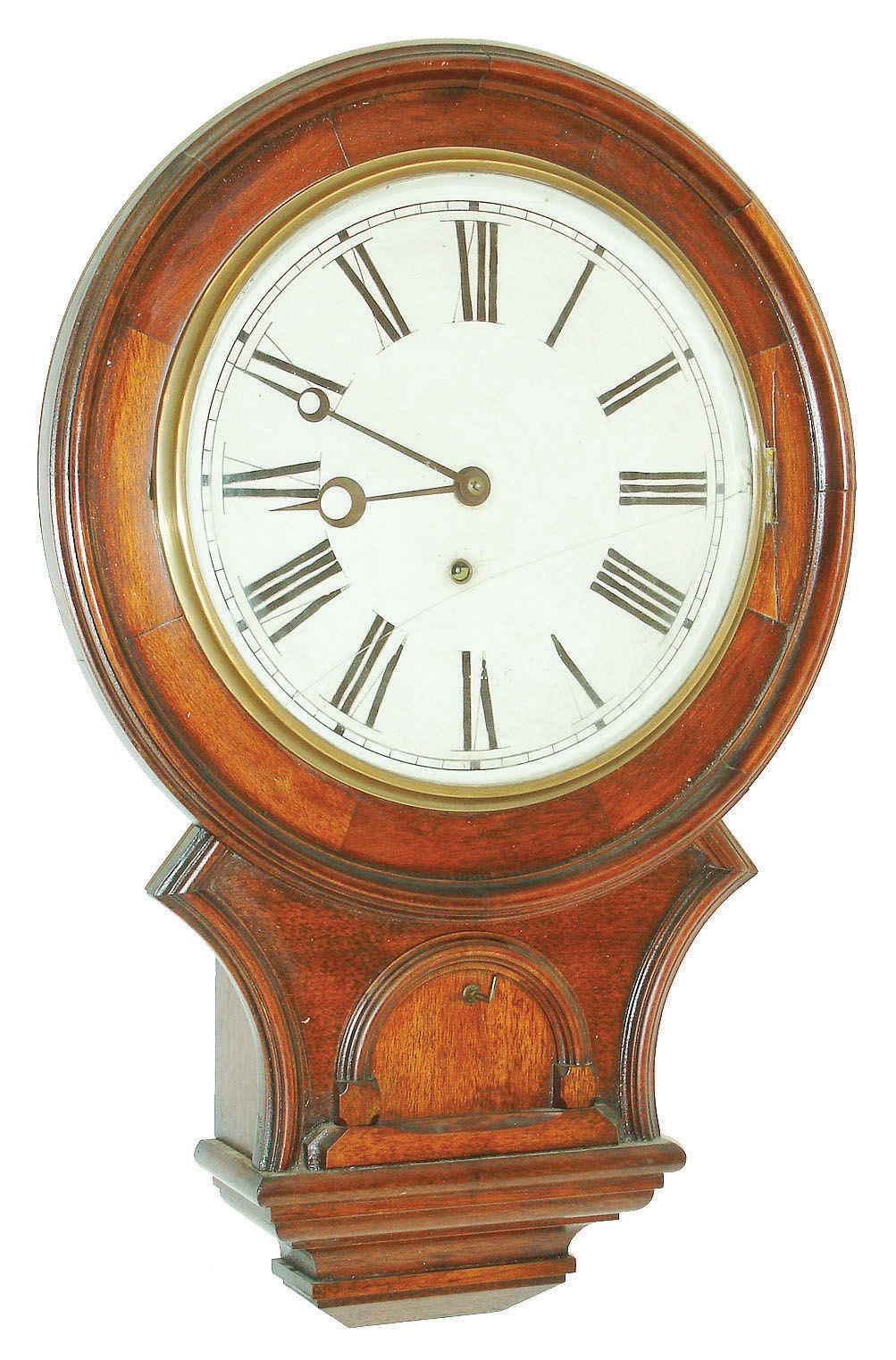 Waterbury Clock Co., Waterbury, Conn., "Office Drop", 8 day, spring brass movement wall clock or timepiece, c1875 — Antique Clocks Price Guide