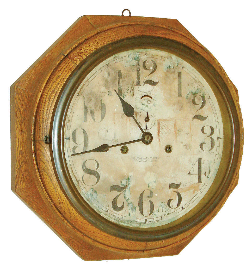 New Haven Clock Co., New Haven, Conn., 8 day, double wind lever movement octagon wall clock or timepiece, c1900 — Antique Clocks Price Guide