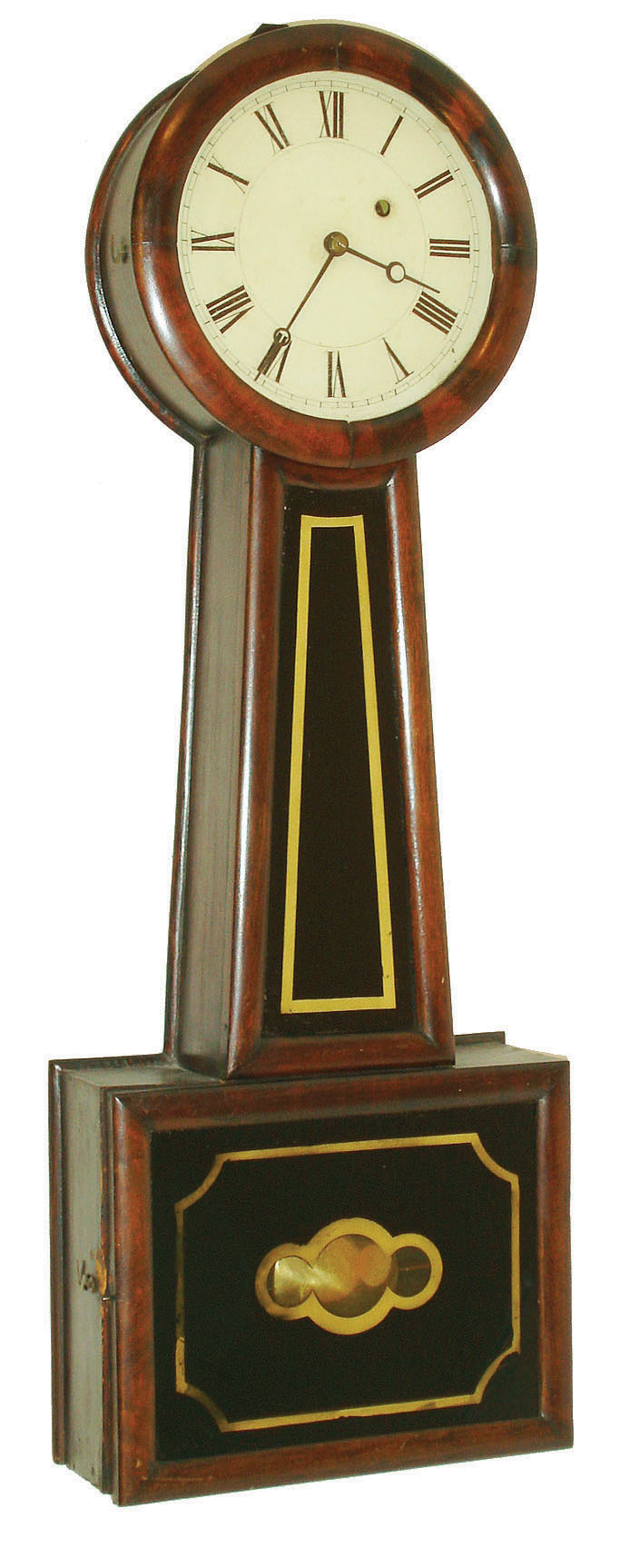 Unknown, possibly a George Hatch, 8 day, weight brass movement patent or banjo clock or timepiece, c1860 — Antique Clocks Price Guide