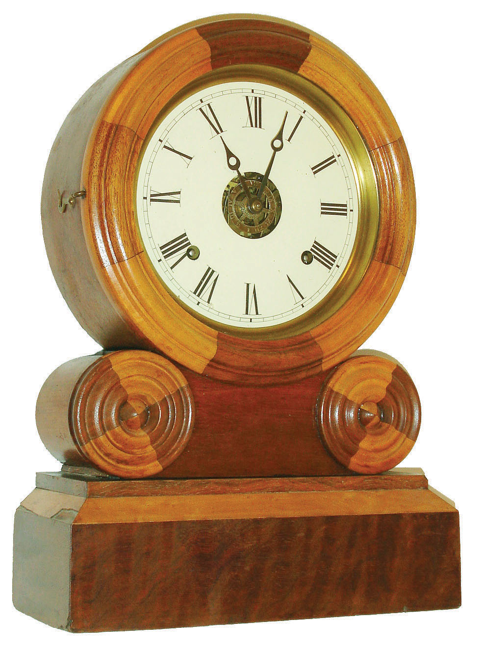 E. Ingraham &amp; Co., Bristol, Conn., "Grecian Mosaic" 8 day, time, strike and alarm shelf clock, c1871 — Antique Clocks Price Guide