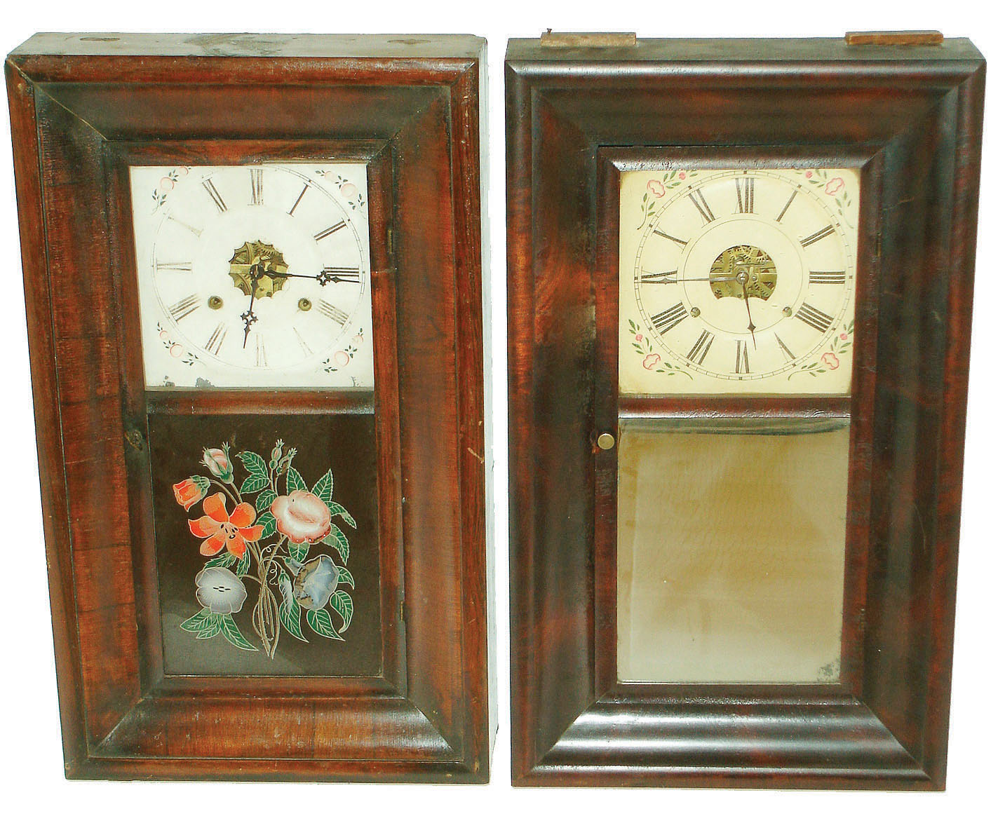 Clocks- 3 (Three): (1) A small 30 hour spring New Haven OOG, (2) A Chauncey Jerome 30 hour weight OOG and (3) An Ansonia Brass Co.30 hour weight OOG — Antique Clocks Price Guide