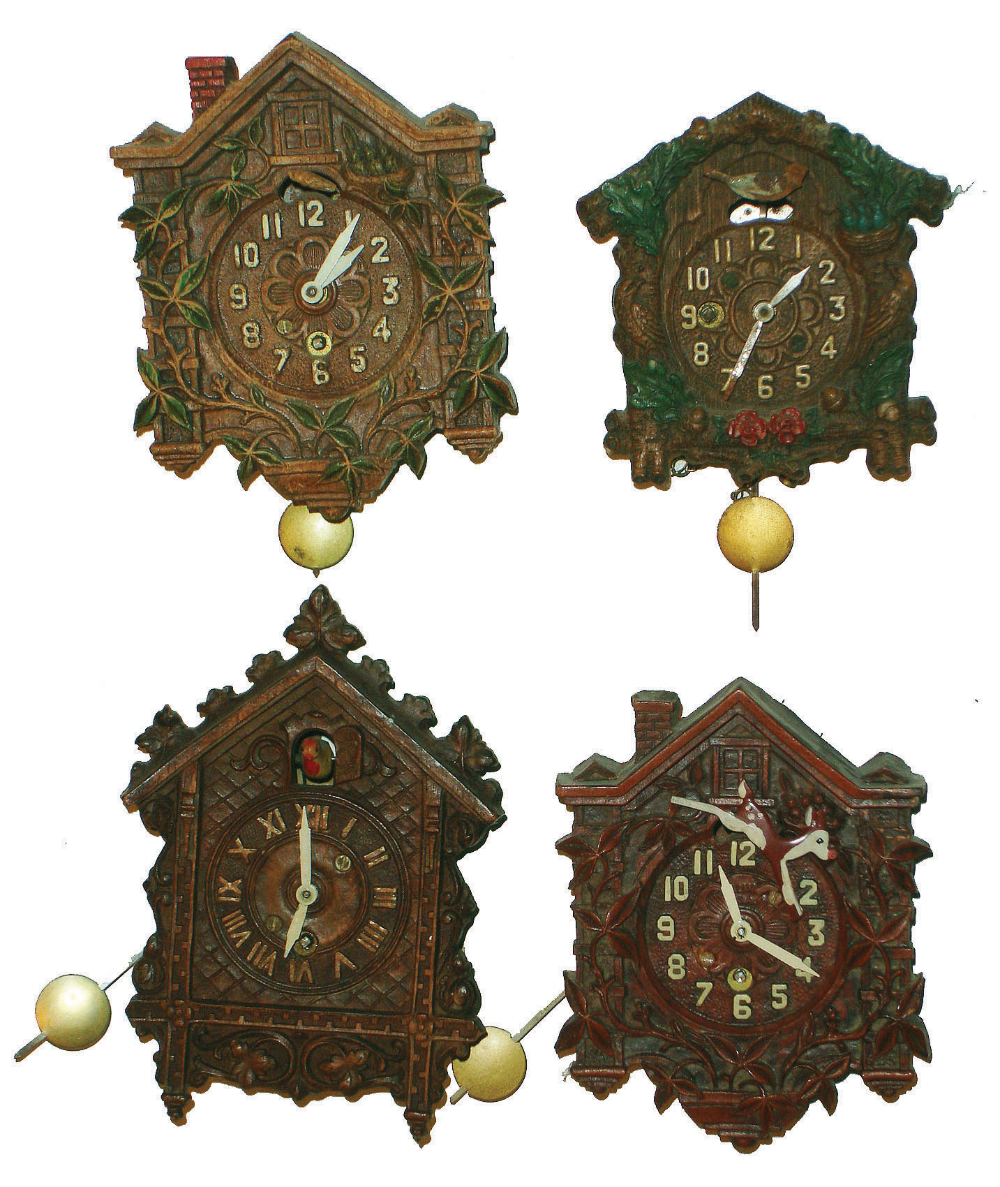 Clocks- 4 (Four) Lux and Keebler, Waterbury, Conn., 30-hour novelty timepieces, c1937 — Antique Clocks Price Guide