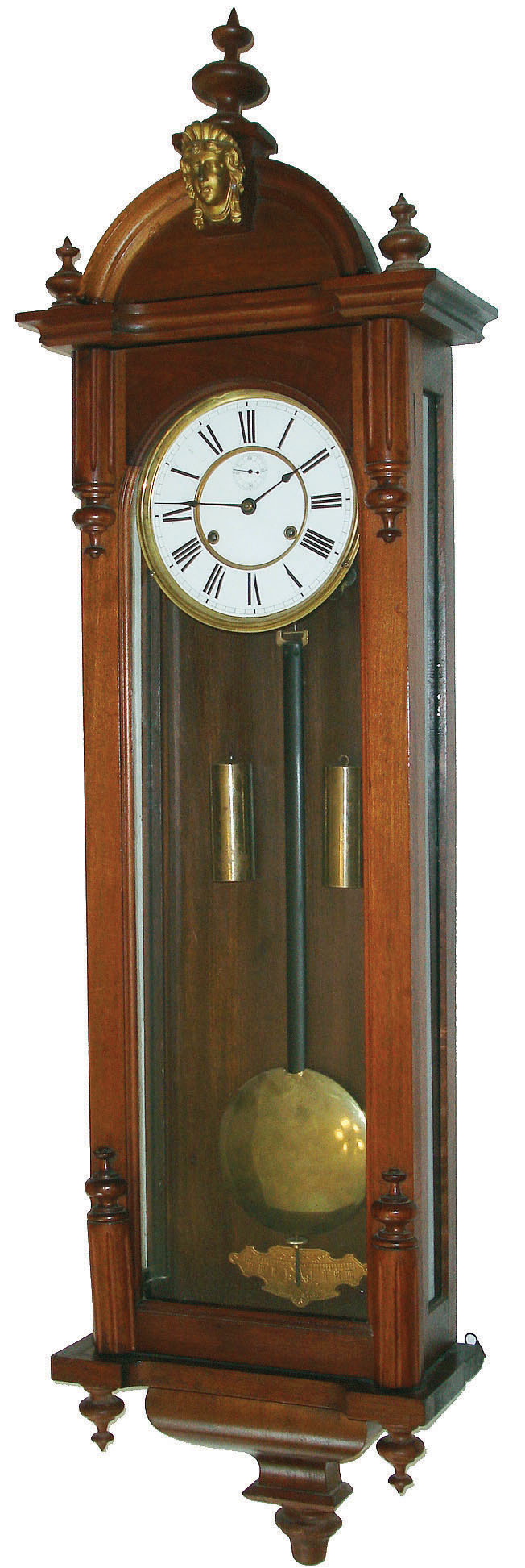 Ansonia Clock Co., New York, "Capitol" oak 2 weight time only wall clock, c1900 — Antique Clocks Price Guide