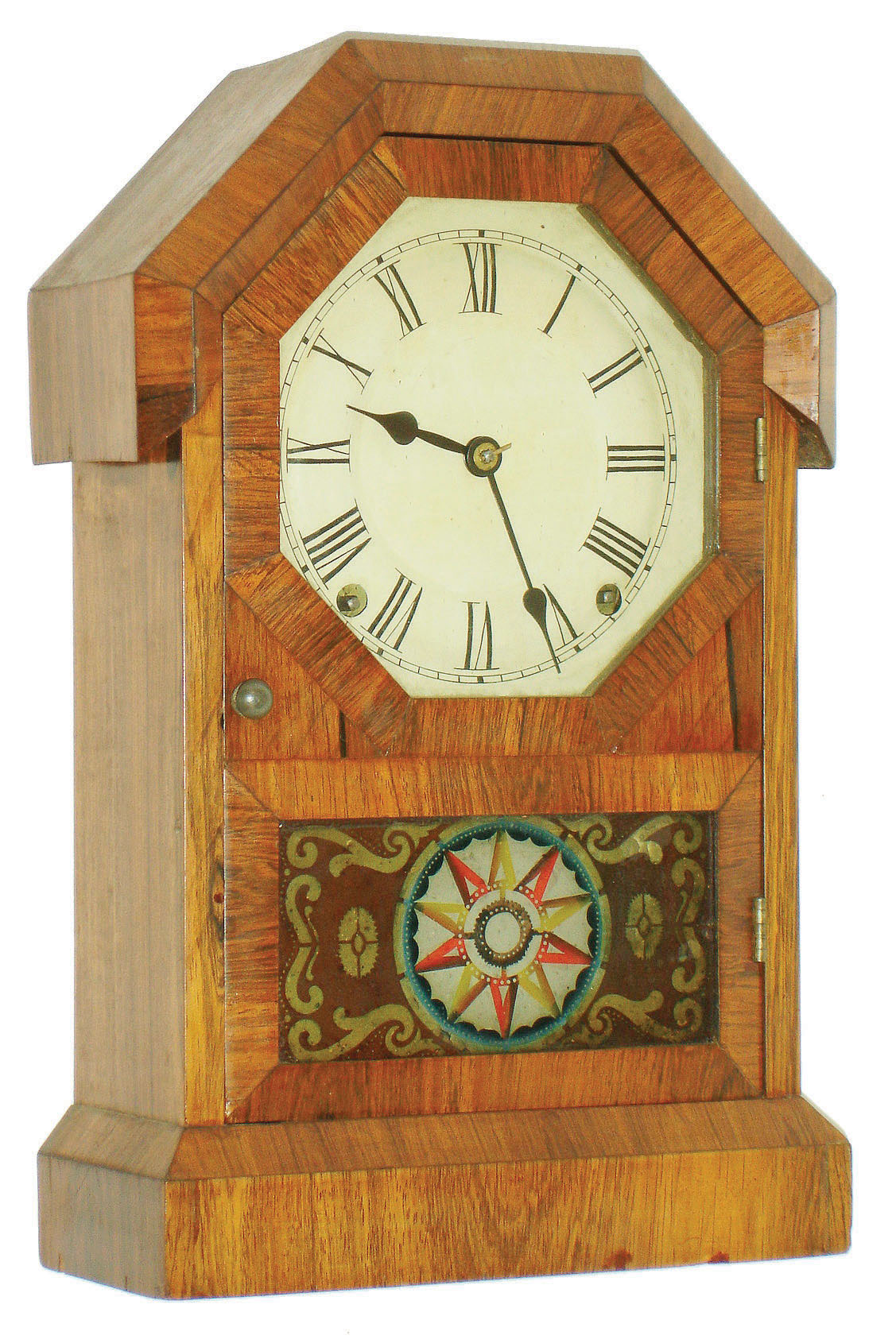 Seth Thomas, Plymouth Hollow, Conn., 8 day, time and strike Octagon top shelf clock, c1863 — Antique Clocks Price Guide