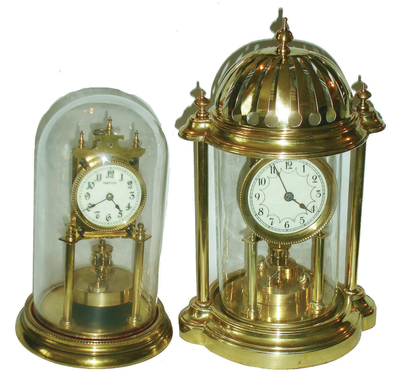 Clocks- 2 (Two) German 400 day disFork pendulum mantel clocks, one signed Fortuna, c1910 — Antique Clocks Price Guide