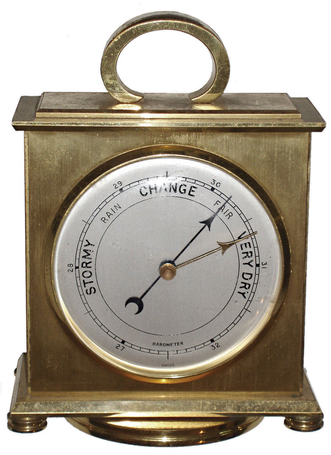Tiffany &amp; Co. Swiss brass rotating double side 8 day clock and barometer, c1980 — Antique Clocks Price Guide