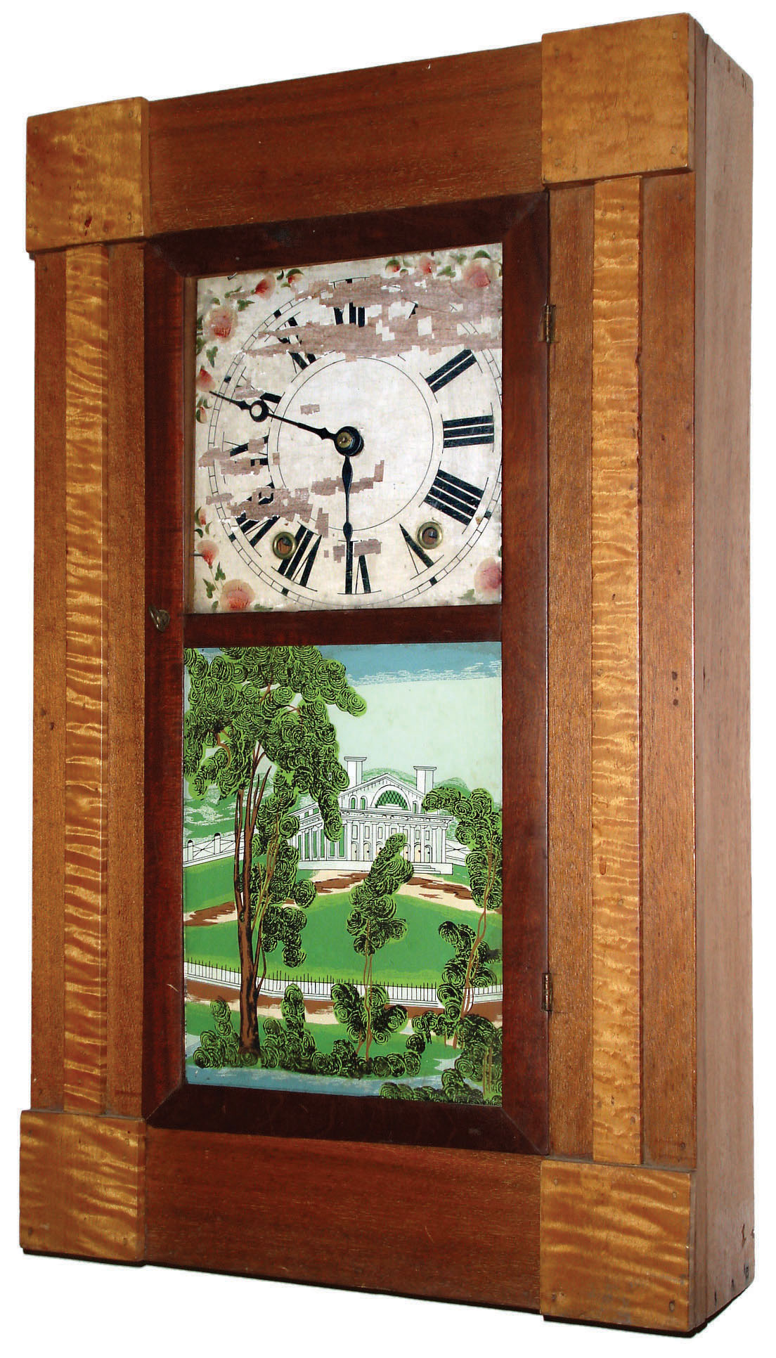 Clocks- 4 (Four) Connecticut mahogany time and strike mantel clocks:  E. Downs 30 hour wooden works; Seth Thomas 8 day spring-wound pillar &amp; scroll; Seth Thomas 8 day inlaid lancet case; Ansonia 8 day drumhead; Downs c.1840. Seth Thomas pillar &amp; scroll &amp; others c.1920 — Antique Clocks Price Guide
