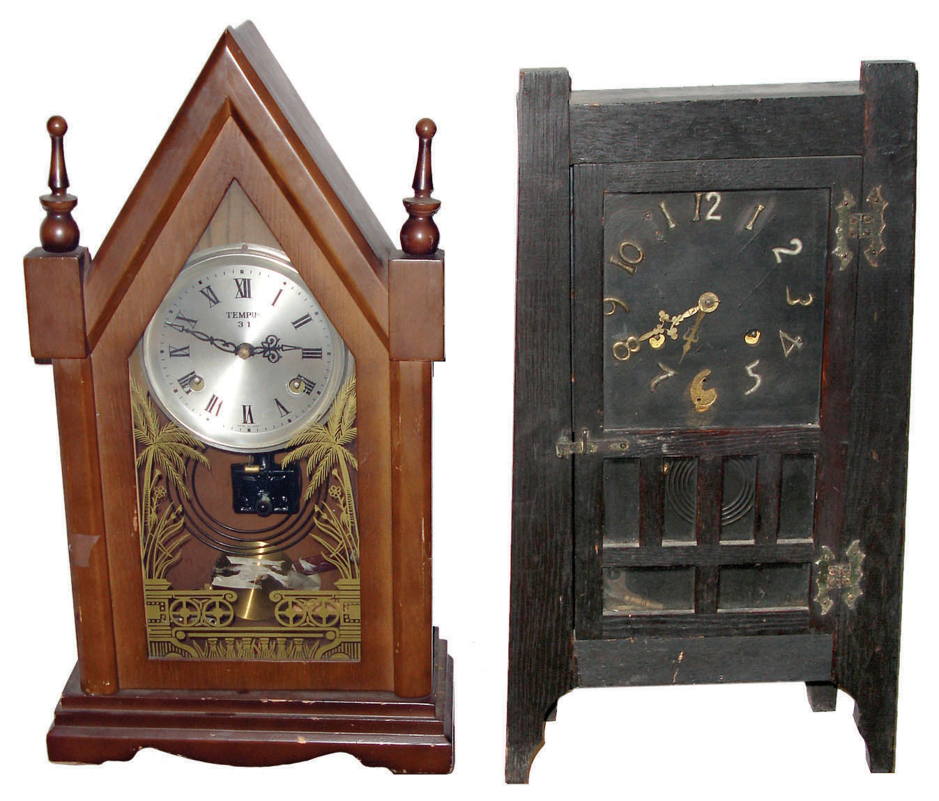 Clocks- 5 (Five) wood case time and strike mantel clocks:  American, French, Asian — Antique Clocks Price Guide
