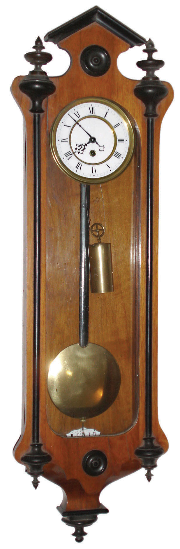 F. Kroeber, New York, "Vienna regulator No. 0" walnut time only weight driven wall clock, c1875 — Antique Clocks Price Guide