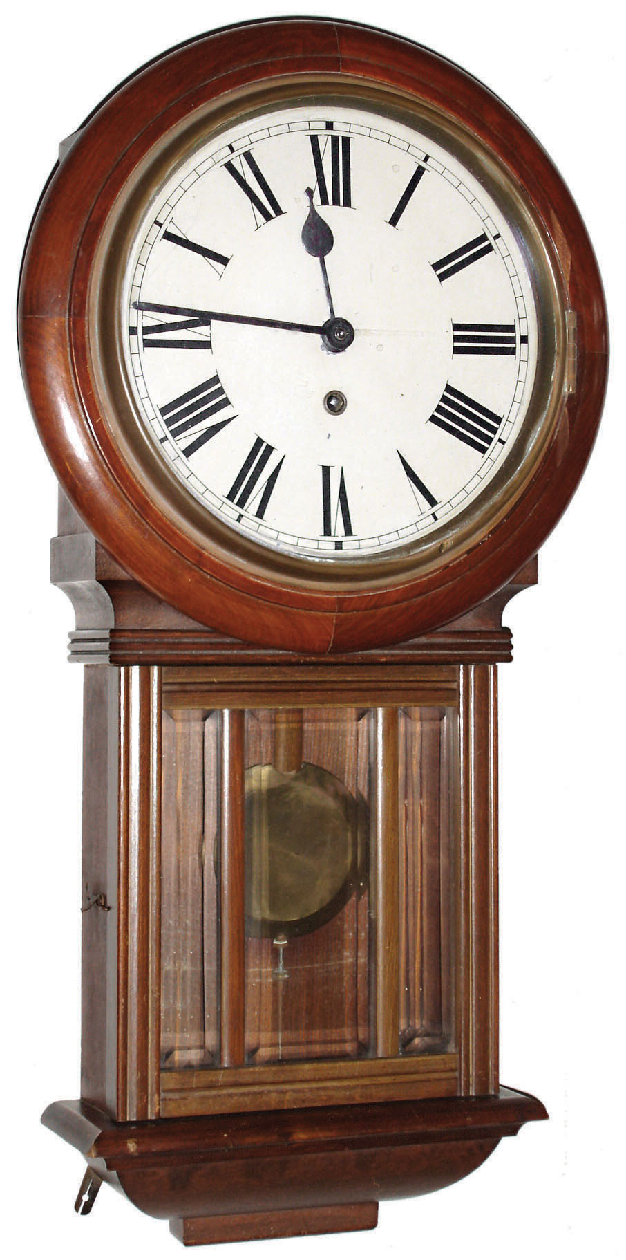 Badische Uhrenfabrik, Germany, walnut time only wall clock, c1900 — Antique Clocks Price Guide