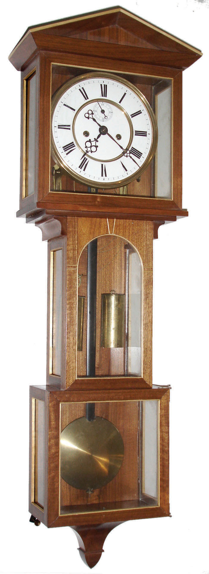Laterndluhr, Vienna, 8-day time and strike period movement in a modern inlaid walnut or mahogany 9-light hanging case. — Antique Clocks Price Guide