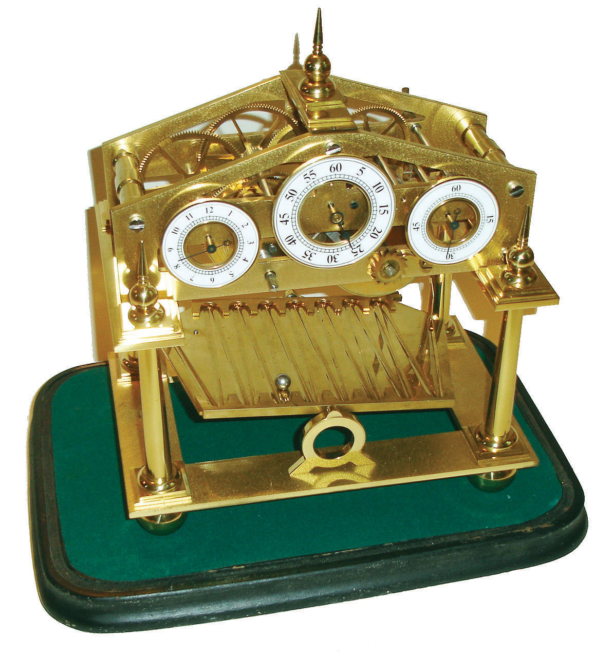 English, Rolling Ball Clock, on older wood base. unsigned, (no glass cover), c1995 — Antique Clocks Price Guide