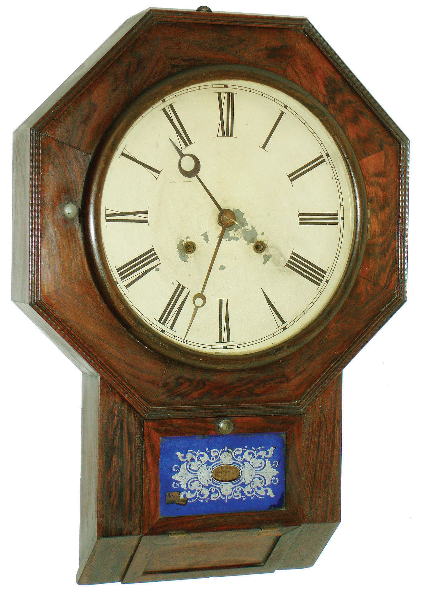Atkins Clock Co., Bristol, Conn., 8 day, time and strike ripple molding wall clock, c1863 — Antique Clocks Price Guide