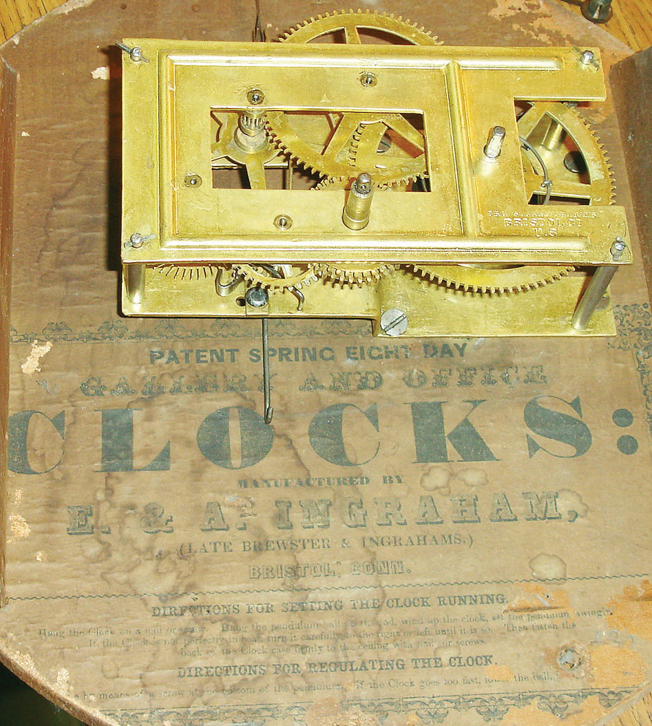 E. &amp; A. Ingraham, Bristol, Conn., 8 day gilt gallery timepiece, c1855 — Antique Clocks Price Guide