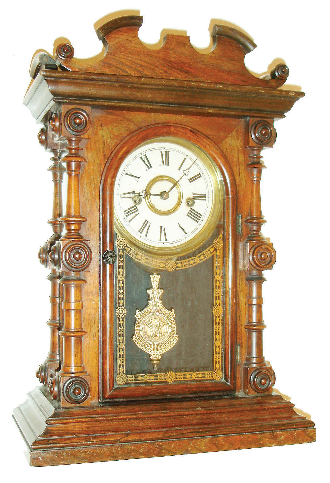 Welch, Spring &amp; Co., Forestville, Conn., "Cary, V.P.", 8 day, time and strike rosewood mantel clock, c1880 — Antique Clocks Price Guide