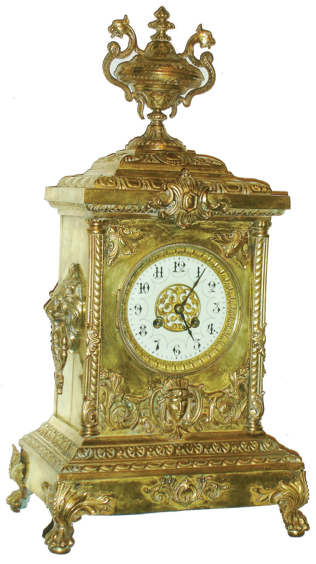 French cast brass 8 day time and strike mantel clock, c1890 — Antique Clocks Price Guide