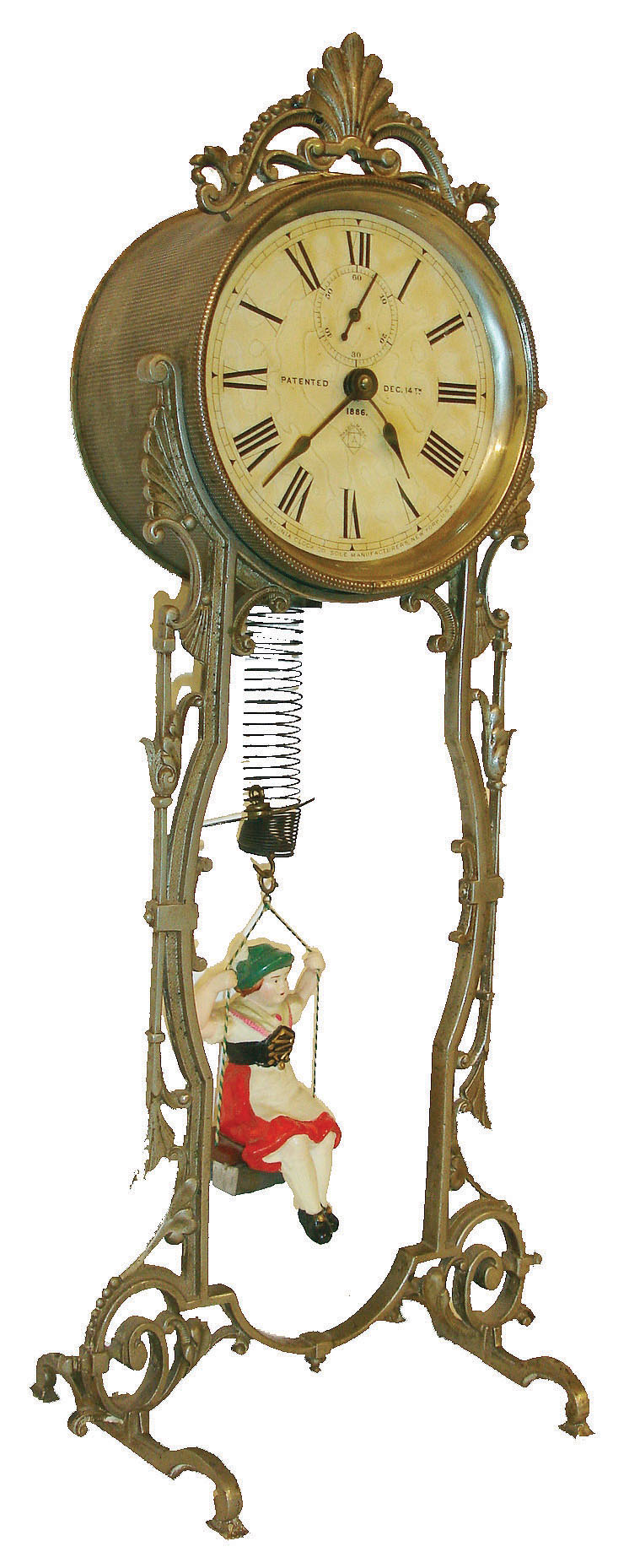 Ansonia Clock Co., Ansonia, Conn., "Jumper No. 2", 30 hour, bobbing or bouncing doll novelty timepiece, c1886 — Antique Clocks Price Guide