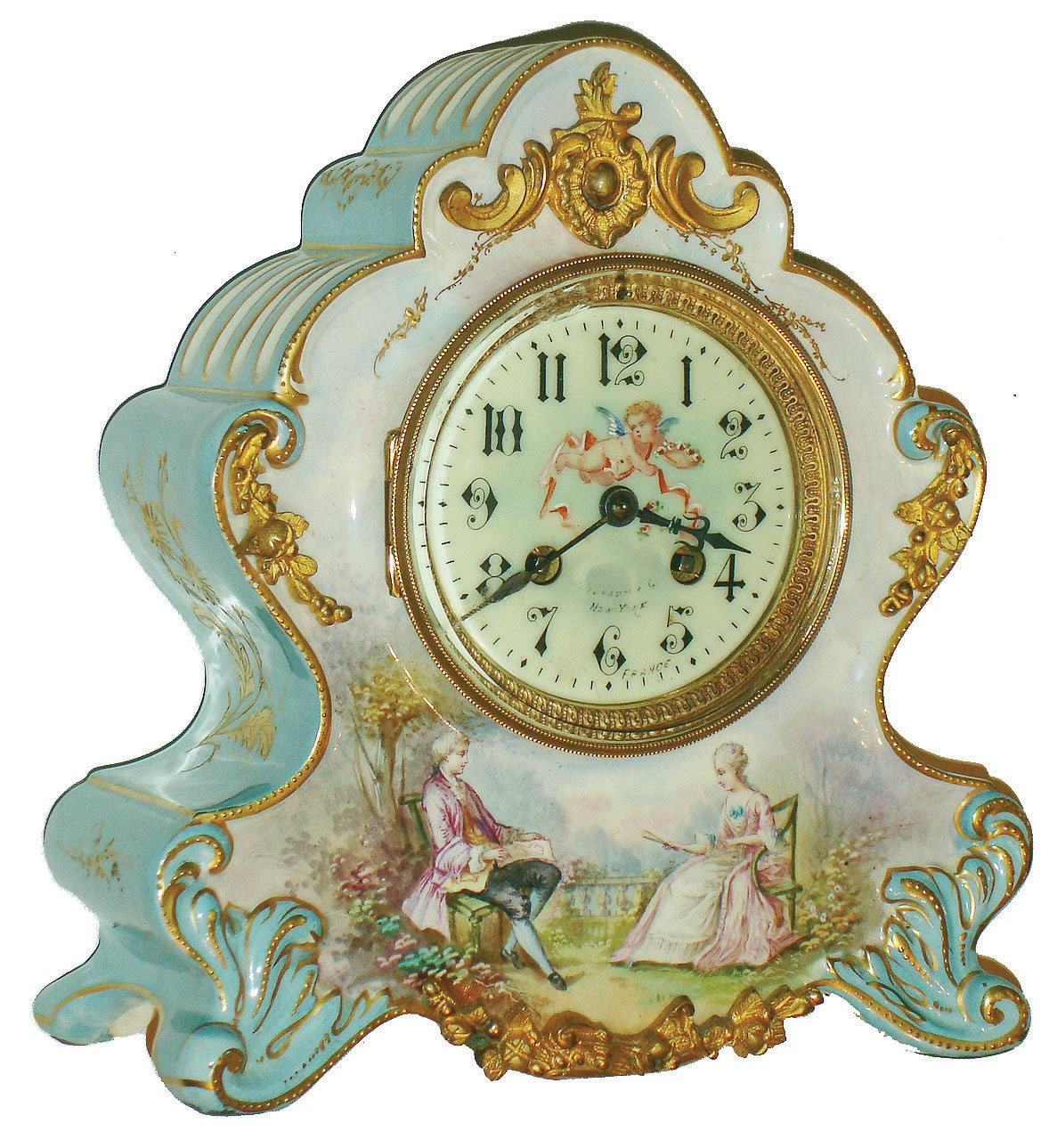Tiffany &amp; Co., New York, French porcelain 8 day time and strike mantel clock, c1900 — Antique Clocks Price Guide
