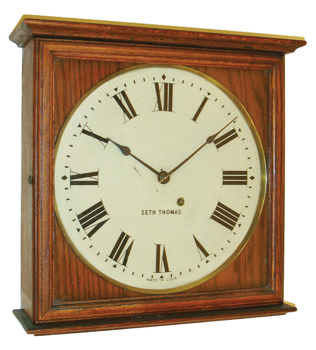 Seth Thomas Clock Co., Thomaston, Conn., "Office No. 1", 8 day, spring brass movement wall clock or timepiece, c1913 — Antique Clocks Price Guide