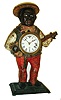 Waterbury Clock Co., Waterbury, Conn., "Sambo", 30 hour, spring brass lever movement blinking eye novelty clock or timepiece, c1875