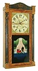Riley Whiting, Winchester, Conn., 30 hour, time and strike weight wood movement half column & splat shelf clock.  c.1830