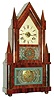 Birge & Fuller., 30 hour, time and strike wagon spring steeple on frame or double steeple shelf clock, c1855.