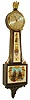 Chelsea Clock Co., Chelsea, Mass., 8 day, weight brass movement patent or banjo clock or timepiece retailed by Bigelow, Kennard & Co., Boston. Serial no. 178427, c1927