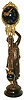 Ansonia Clock Co., Ansonia, Conn. "Huntress Ball Swing" with 8 day, time only, spring driven movement in blue finished ball case supported by bronze finished statue, c1901