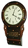 Anglo American inlaid and carved wood 8 day time and strike wall clock, Englsh case with Connecticut movement, c1890