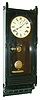Seth Thomas Clock Co., Thomaston, Conn. "Queen Anne" model. ebonized case, Roman numeral dial, blued steel hands, 8 day time and strike movement, damascened pendulum and brass beat scale, c1884