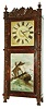 Atkins & Downs for G. Mitchell and R. Atkins, Bristol, Conn., 8 day, time and strike wood movement carved column and crest shelf clock, c1832
