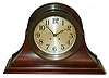 Chelsea Clock Co., Boston, 8.5" dial bronze 8 day ship's bell marine clock on mahogany stand, late 20th century