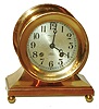 Chelsea Clock Co., Boston, "Commodore" or "Base and Ball" cast brass 4.5" dial 8 day ship's bells mantel clock, retailed by Spaulding & Co., Chicago, 1919