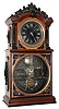 Ithaca Calendar Clock Co., Ithaca, N.Y., "No. 3 1/2 Parlor" black dial walnut time and strike calendar clock, c1881