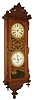 Ithaca Calendar Clock Co., Ithaca, New York, "No. 3 Vienna" reproduction wall clock, 30 days, time and perpetual calendar, spring driven movement made by E.N. Welch & Co. in a walnut case with papered dials, movement c1880, remainder of clock of recent vintage