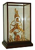 Proclocks Chinese reproduction great wheel skeleton clock on wood base with glass and wood cover, c1990
