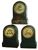 Clocks- 3 (Three)- Terry Clock Co. iron case 30 hour time and alarm small desk clocks, c1870