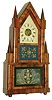 Birge and Fuller, Bristol, Conn., retailed by Daniel Pratt, Jr., Boston, 8 day, wagon spring time and strike steeple on frame or double steeple clock, c1845.