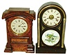 Clocks- 2 (Two) Seth Thomas: (1) 8 day time and strike "Arch Top" shelf clock c1880  (2) 8 day, time and strike "Chicago" city series mantel clock, c1874