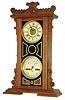 Waterbury Clock Co., Waterbury, Conn., "Calendar No. 44" 8 day, time and strike double dial calendar shelf clock, c1891